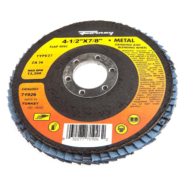 Forney Flap Disc, Type 27, 4-1/2 in x 7/8 in, ZA36 71926 - main